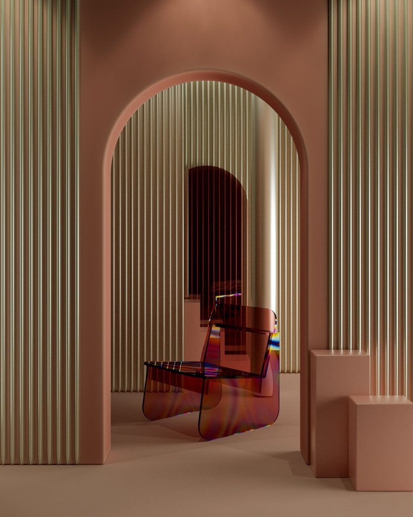 artur de menezes coats chair in shedescent sheen untuk menciptakan 'oil slick effect'