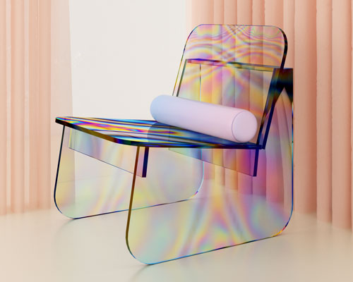 artur de menezes coats chair in iridescent sheen to create 'oil slick effect’