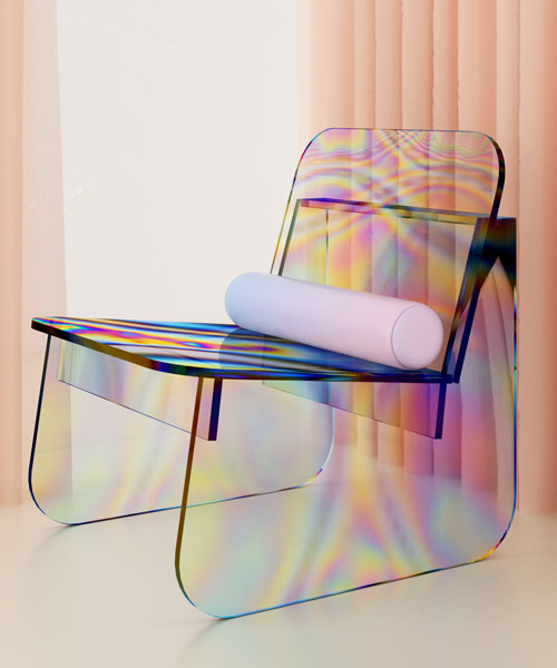 artur de menezes coats chair in iridescent sheen to create 'oil slick effect’