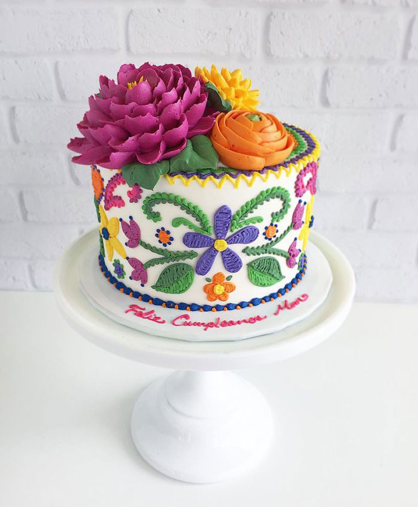 Embroidery Cakes are Covered in Colorful Piped Icing 