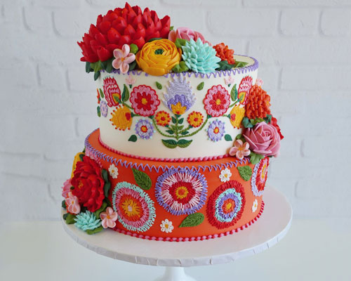 cake artist leslie vigil mimics embroidery with series of 'stitched' bakes