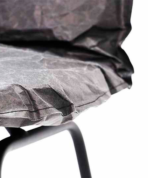 chihiro yamamoto creates chair out of japanese paper and wrinkles