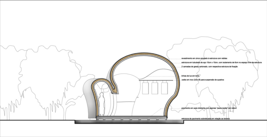 FCC arquitectura tops mato gallery in portugal with an organic, sculptural shell