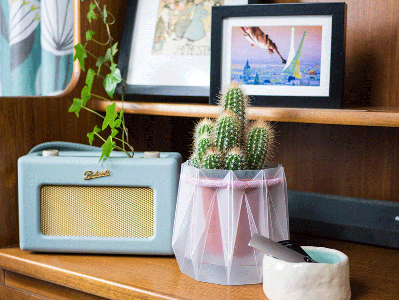 flatpack origami plant pots are eco-friendly and water themselves