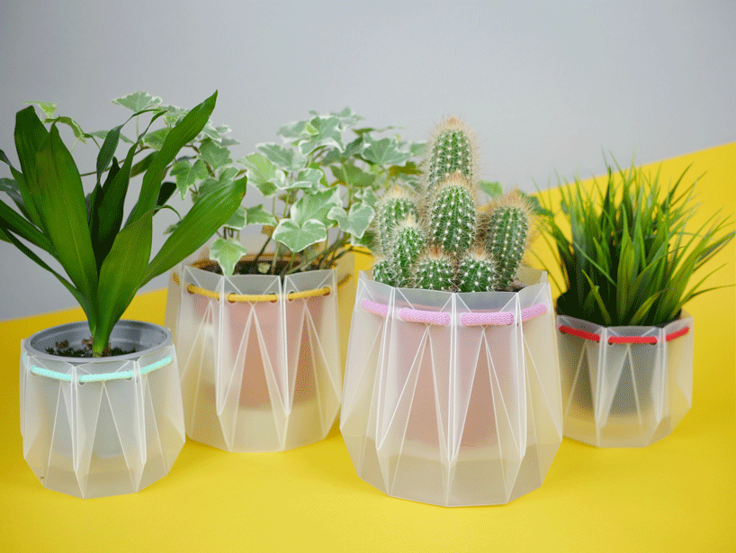 flatpack origami plant pots are eco-friendly and water themselves