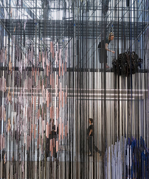dutch artist hella jongerius transforms paris gallery into massive open textile studio