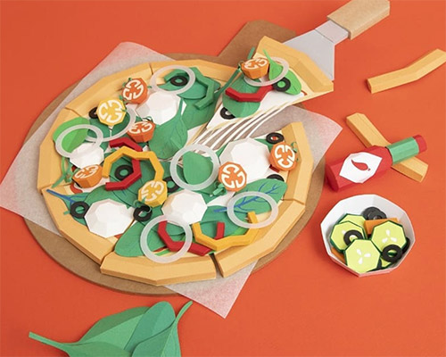 ji hee lee crafts mouth-watering meals out of colorful pieces of paper