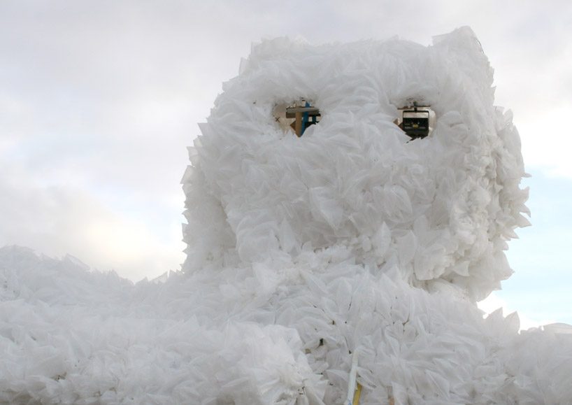 kaja haven builds a giant persian cat with laser machine eyes for copenhagen festival designboom