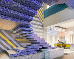 KCA composes yakafu DIY bakery in china with geometric terrazzo blocks + graphic elements