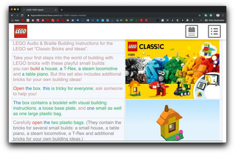 LEGO creates audio and braille instructions for blind children