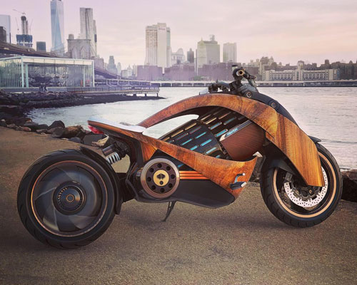 newron's curved wooden electric motorcycle is taking orders