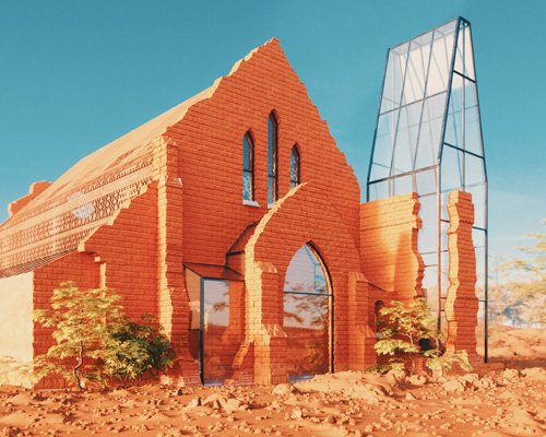 old palapye museum proposal is set within the ruins of a burnt brick church in botswana