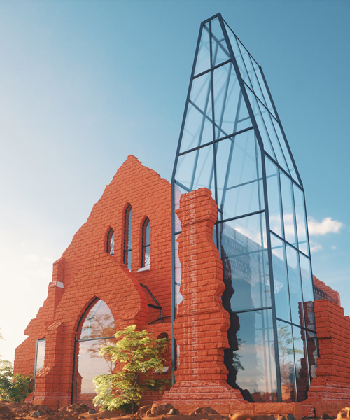 old palapye museum proposal is set within the ruins of a burnt brick church in botswana