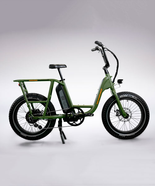 the rad power electric bike is part moped and part cargo bike