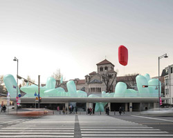 sknypl inflates sculptures for urban garden in korean rooftop