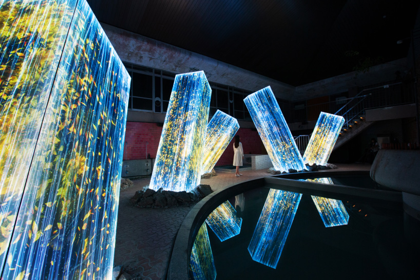 teamLab projects digital nature on 'megaliths in the bath house ruins'