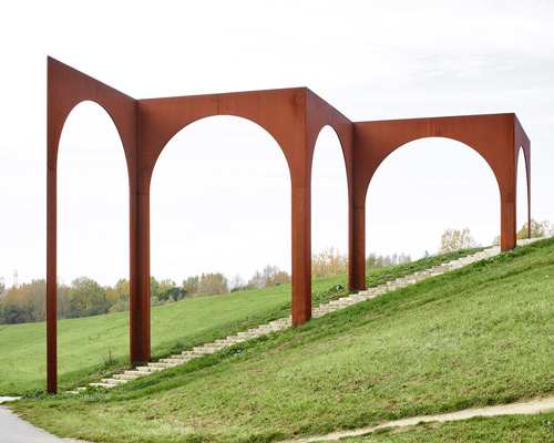 gijs van vaerenbergh builds sculptural steel labyrinth at former coal mine