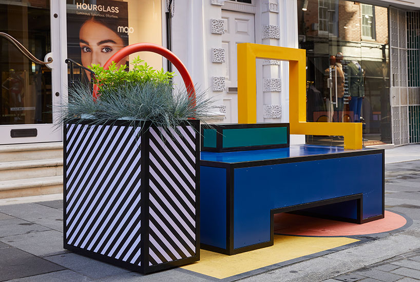 camille walala's corridor of colorful furniture reshapes london street
