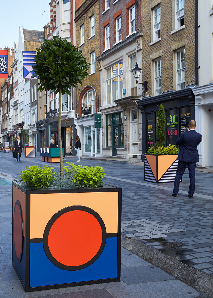 camille walala's corridor of colorful furniture reshapes london street