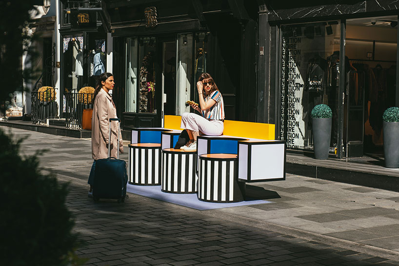 camille walala's corridor of colorful furniture reshapes london street