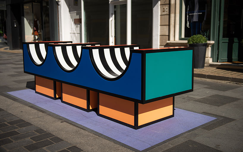 camille walala's corridor of colorful furniture reshapes london street