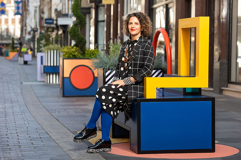 camille walala's corridor of colorful furniture reshapes london street