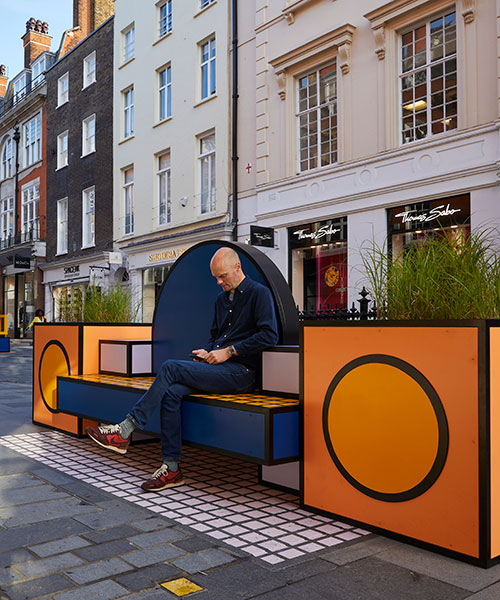 camille walala's corridor of colorful furniture reshapes london street