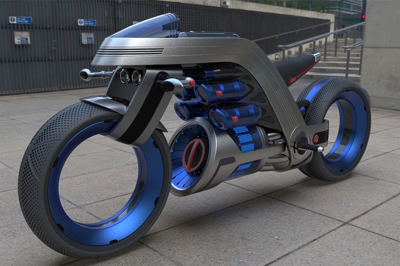 an electric motorcycle concept based on dyson's bladeless fans