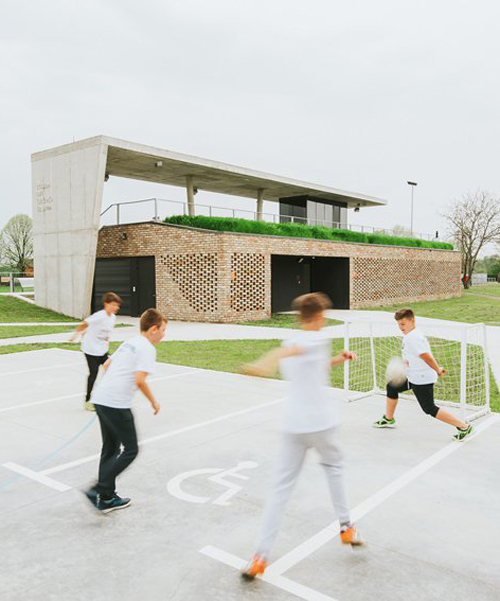 GEplus arhitekti reuses village bricks for new football stadium in croatia
