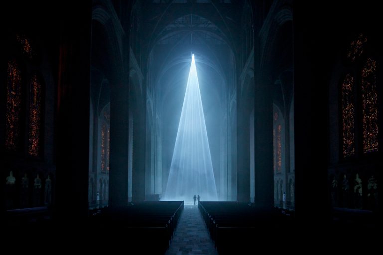 'grace light' illuminates san francisco cathedral with ephemeral atmosphere