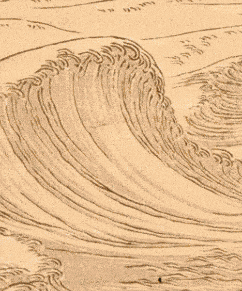 images reveal evolution of hokusai's 'great wave' when he was 33, 44 and 46 years old