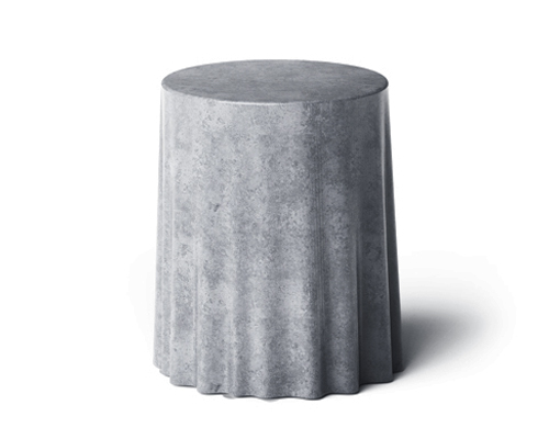 the curtain stool by kim dong-gyum makes soft shapes from solid concrete