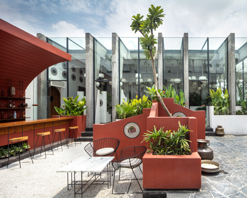 portal 92 incorporates the dynamics of a rural village into trendy rooftop cafe in india