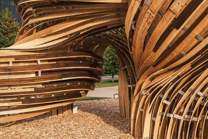 steam-bent timber pavilion presented at tallinn architecture biennale 2019