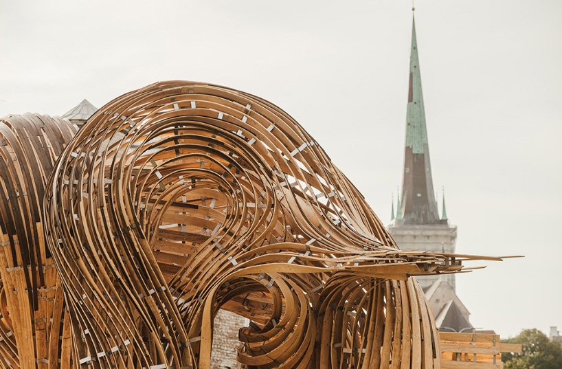 steam-bent timber pavilion presented at tallinn architecture biennale 2019
