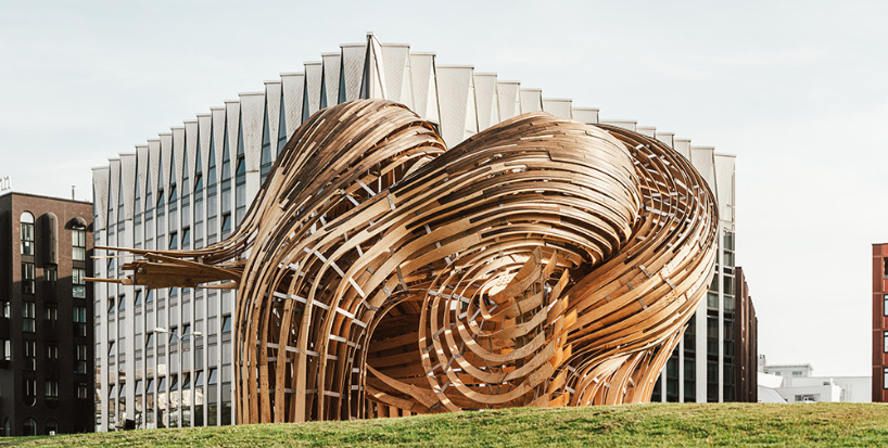 steam-bent timber pavilion presented at tallinn architecture biennale 2019