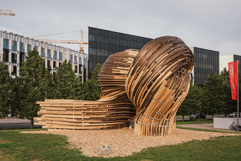 steam-bent timber pavilion presented at tallinn architecture biennale 2019