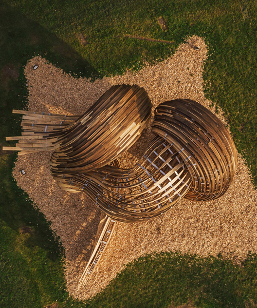 steam-bent timber pavilion presented at tallinn architecture biennale 2019