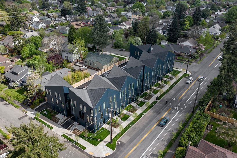 waechter architecture tops residential block in oregon with sculptural origami roof