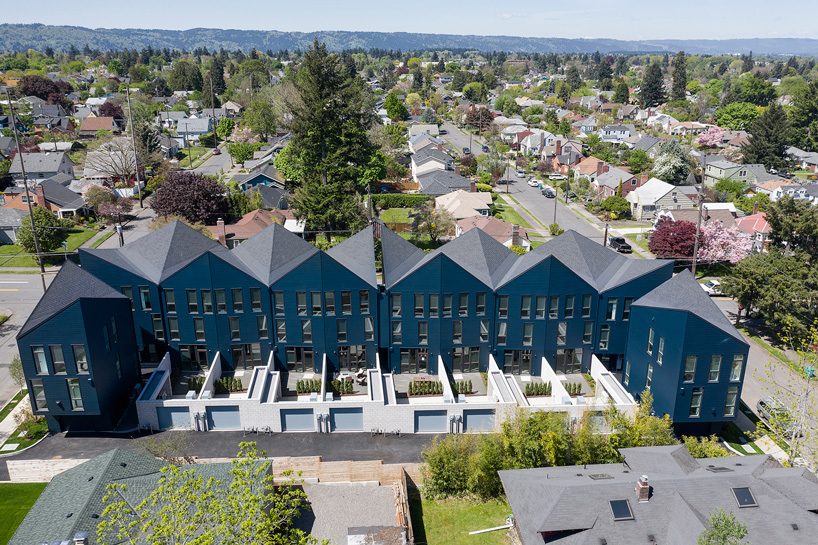 waechter architecture tops residential block in oregon with sculptural origami roof