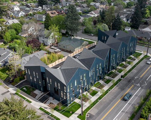 waechter architecture tops residential block in oregon with sculptural origami roof