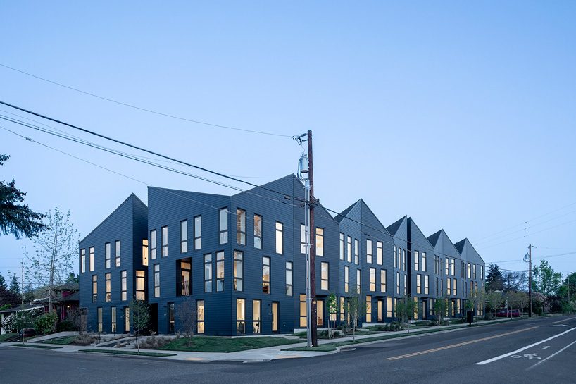 waechter architecture tops residential block in oregon with sculptural origami roof