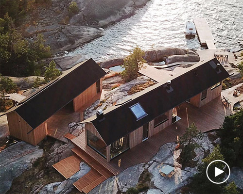 project ö is a series of self-sufficient timber cabins on a finnish archipelago