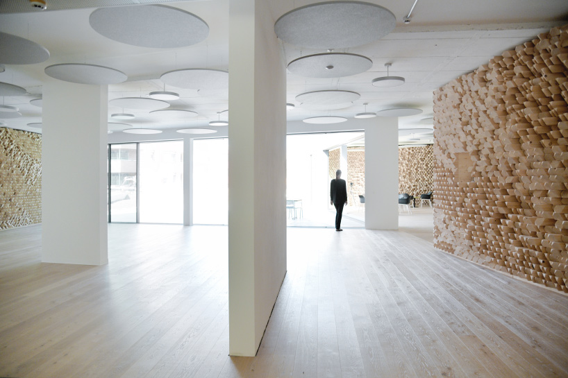 gramazio kohler improves a cafeteria's acoustic qualities with computationally designed walls