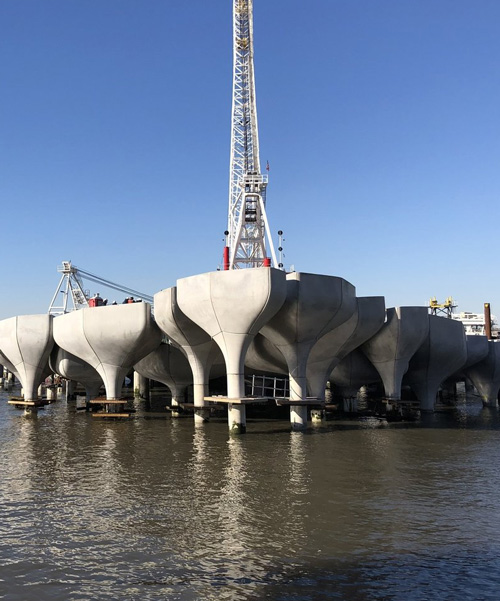heatherwick studio-designed pier 55 park takes shape in new york's hudson river
