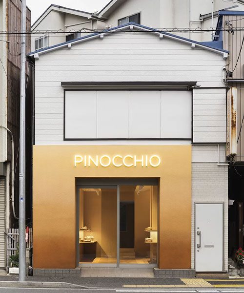 the color of baked bread adorns the façade of I IN's pinocchio bakery in japan