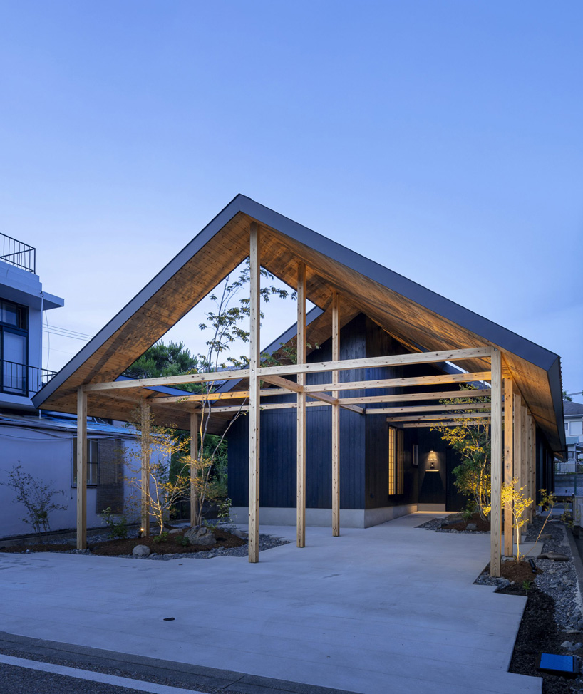 SN design architects builds house in kakegawa, japan, with a wooden frame and gable roof