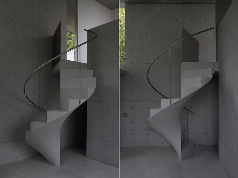 kazunori fujimoto architects completes house in ashiya, japan, with concrete spiral staircase