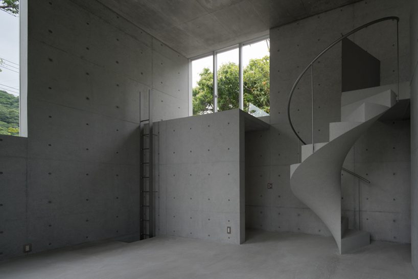 kazunori fujimoto architects completes house in ashiya, japan, with concrete spiral staircase