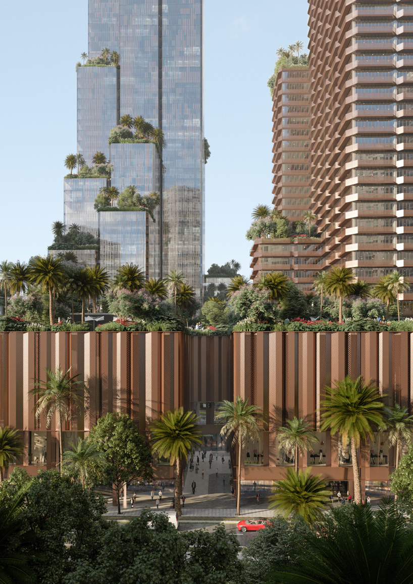 mecanoo proposes konka mixed-use complex clad in perforated copper + glass in shenzhen
